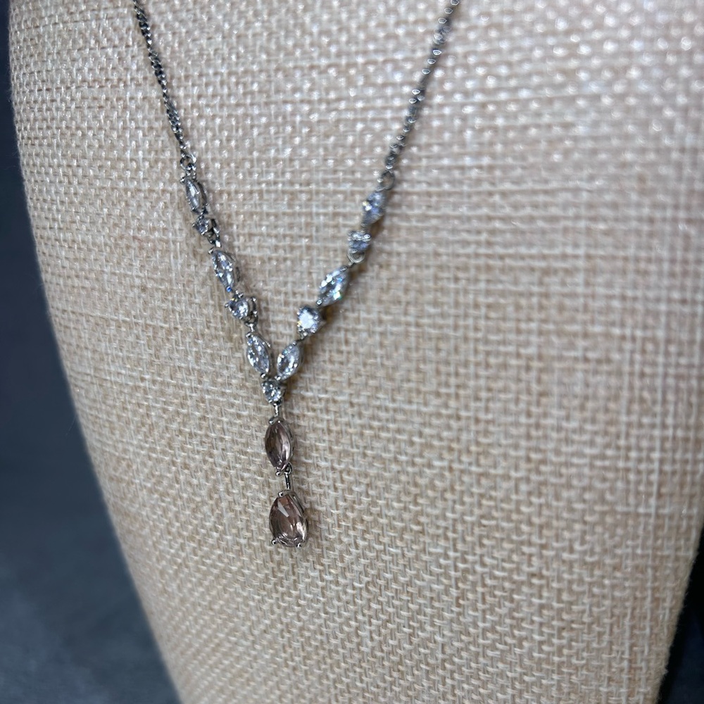 Bomb Party Morganite Cubic Zirconia Teardrop Necklace - Picture 5 of 5